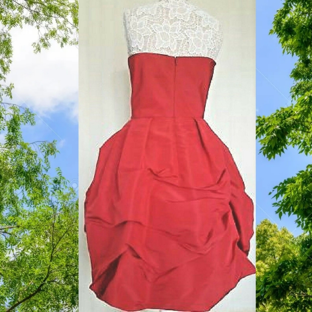 $2,990 RED FROM OSCAR DE LA RENTA SILK ROSE RUNW DRESS 6 - Picture 7 of 12